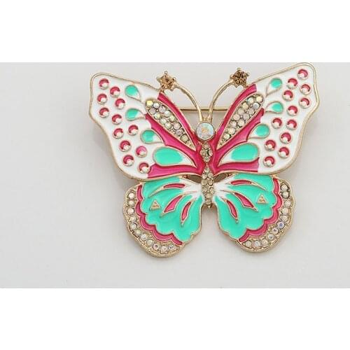 Senior feeling drop glaze butterfly set auger new winter sweater cardigan coat dust coat joker brooch female fashion