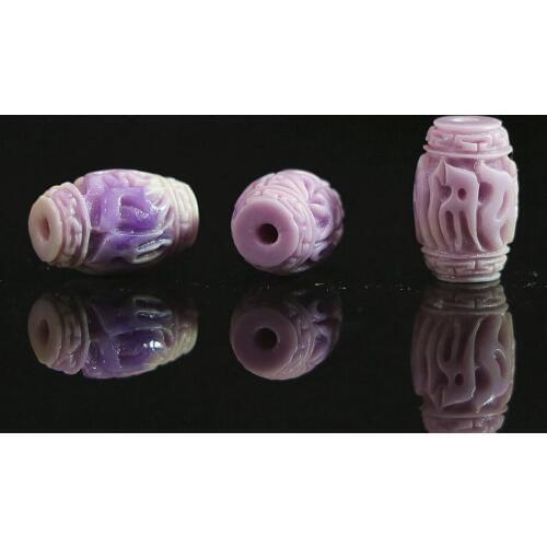 New purple synthetic shell 9x13mm drum cylinder column carving loose beads new diy jewelry 5pcs B905
