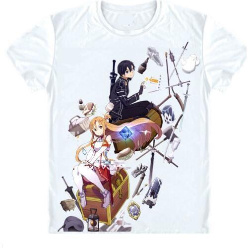 Sword Art Online SAO T-Shirts Short Sleeve Shirts Anime Manga Kirigaya Kazuto Narusaka Kazuto Kirito Swordsman Cosplay Shirt