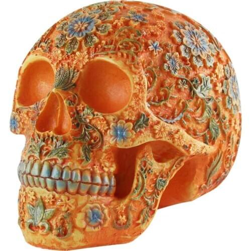 Painted carved carving skull resin craft white skull head Halloween party decoration skull sculpture ornament home decoration