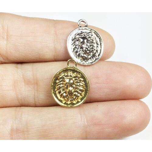 Eruifa 20pcs 13mm Mini Lion Head Zinc alloy DIY Charms Pendant Jewelry handmade DIY 2 Colors
