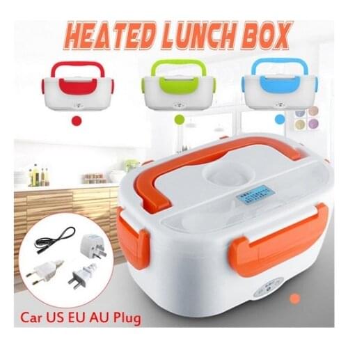 Portable Electric Heating Lunch Box 110V/220V Food Container Warmer Dinnerware Home Car 2 in 1 Stainless Steel Inner Tank Warmer