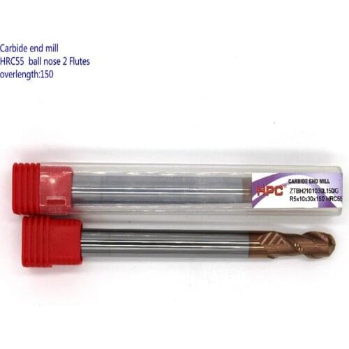 R5*10*150 of 2 flutes ball nose HRC55 mill cutter carbide end mill tungsten knife CNC tool