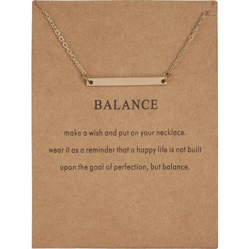 Rinhoo Fashion Gold Color Balance Straight Bar Alloy Charms Pendant Necklace for Women Party Clavicle Chain Necklace With Card