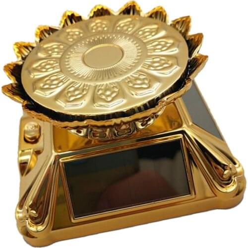 Solar Energy Power 360° Rotary Display Stand Showcase Holder Golden