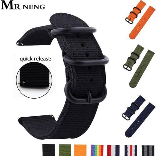 MR NENG Watch Sport Strap Nylon 20mm Watch Strap 24mm Watch Accessories High Quality 22mm Watch Band Black Watchbands 18mm