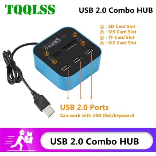 TQQLSS High Speed USB Hub 2.0 3 Port With Card Reader Mini Hub USB Combo All In One USB Splitter Adapter For PC Laptop Computer