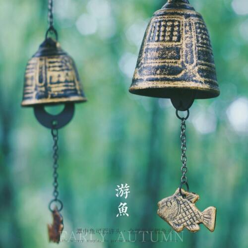 Japanese Style Furin Cast Iron Wind-bell Temple Wind-chime Temples Pray and Blessing Gifts Hanging Decor