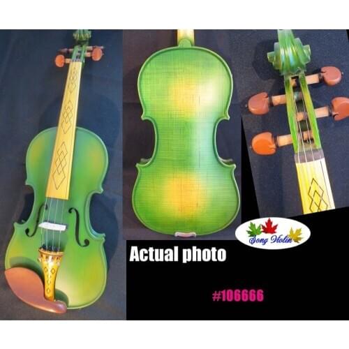 Green colors best craft 4/4 electric violin +Acoustic violin #10666