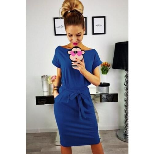 Robe tee shirt femme,wholesale items,Summer pocket short sleeve slim knee-length t shirt dress with sashes,red green sukienka