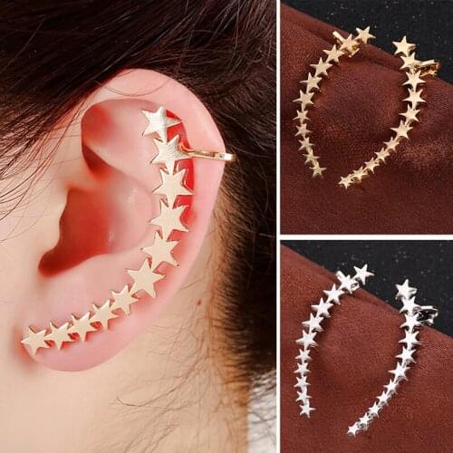 Star Ear Climber Earrings Creative Fashion Star Ear Crawler Earrings for Women Earrings Star Stud Earrings Jewelry Accessories