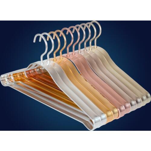 10 pcs/lot 42cm Space Aluminum Clothes Hangers Anti-skid Shoulder Seamless Suit Hanger Household Clothing Rack for Mens Coat