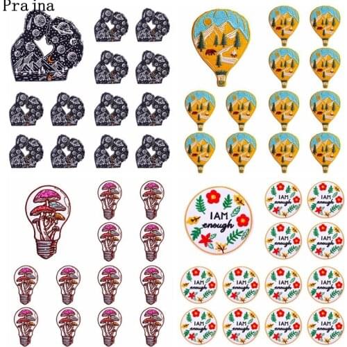 Prajna 10 PCS Space Outdoor Patch Iron On Embroidered Patches For Clothing Stickers Nature Adventure Badges Patches On Clothes