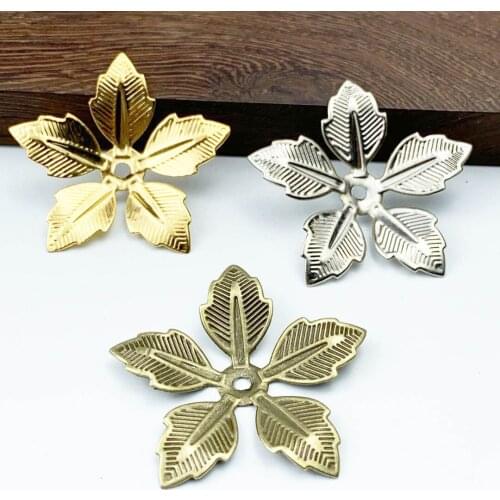 20pcs/lot 43mm Gold color/rhodium/Antique bronze Metal Filigree Flowers Slice Charms Setting Hair Jewelry DIY Components