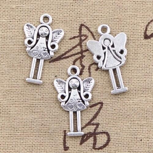20pcs Charms Guardian Angel Girl 25x14mm Antique Silver Color Plated Pendants Making DIY Handmade Tibetan Silver Color Jewelry