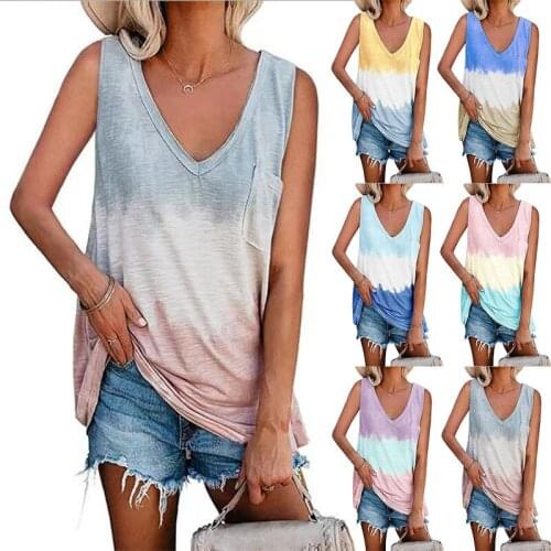 2021 Summer Print Vest Women Casual Loose Sleeveless V-neck Tank Tops Female Tees T Shirt Women Tops Plus Size 5XL