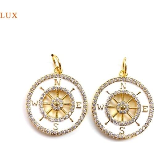 5pcs Navigation Pendant Compass Jewelry CZ Pendants Compass Gift Compass Charm Personalized Compass Custom Pendant Traveler Gift