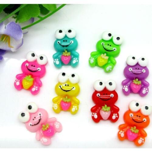 50Pcs Mixed Resin Frog Beads Decoration Crafts Flatback Cabochon Scrapbooking Fit Phone Embellishments Diy Accessories