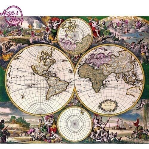 5D Rhinestones Diamond Embroidery World Map 5d Diy Diamond Painting Cross Stitch Crafts Square Mosaic home decor