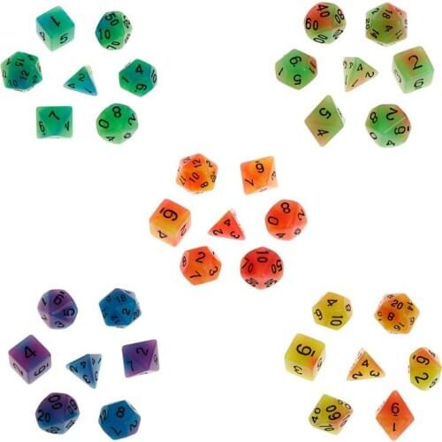 7pcs/set Luminous Polyhedral Sided Dice D4 D6 D8 D10 D12 D20 For RPG Poly Game