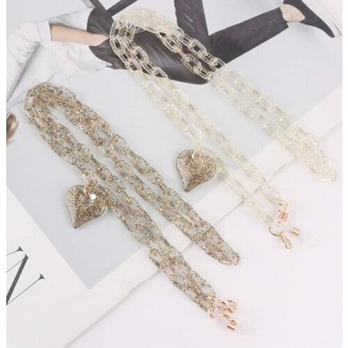 Retro Acrylic Glasses Chain Lanyards Matte Gold Color Reading Glasses Hanging Neck Chains Sunglasses Chain Straps