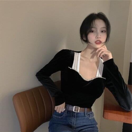 Blouse Women Shirt Square Collar Bubble Long Sleeve 2021 Womens Spring Clothing Top Blusas Mujer De Moda