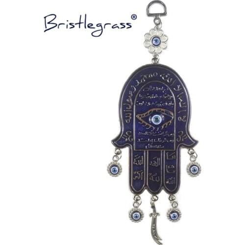 BRISTLEGRASS Turkish Blue Evil Eye Arabian Writing Hamsa Hand Amulets Lucky Charm Wall Hanging Pendant Blessing Protection Decor