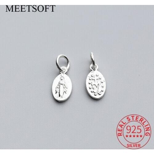 MEETSOFT 925 Sterling Silver Jesus Humanoid Relief Charms Jewelry Making Findings Handcraft Decoration Necklace DIY Accessories