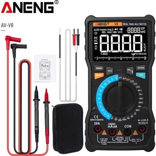 ANENG V8 True RMS Digital Multimeter 8000 Counts Transistor Tester Analog Transistor Display Electrical DC/AC Meter