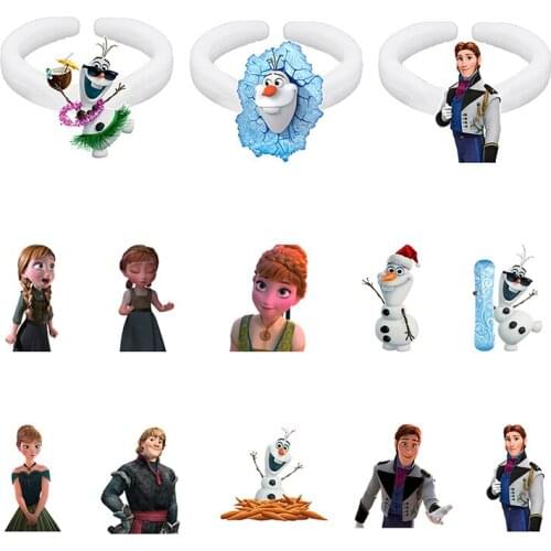 Disney Frozen Princesses Elsa Anna Cute Olaf Ring Shape White Resin Acrylic Party Accessories Ring Decorative Accessories XDS98