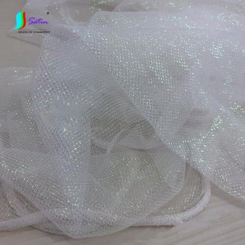 Creative White Background Rainbow Color Perspective Laser Gradient Screen Net Yarn Curtain Dress Skirt Decorative Tulle Fabric