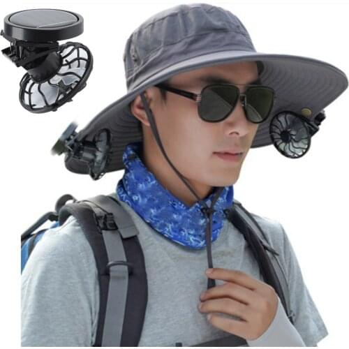 Clip On Cap Mini Solar Fan Summer Traveling Sun Energy Power Cooling Fans