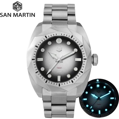 San Martin Diver All Titanium Metal 50 Bar Deep Sea Whirlpool SW200 Automatic Mechanical Men Watch Sapphire Glass Luminous