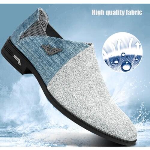 Men Leather Formal Shoes Wedding Dress Canvas Loafers Breathable Mens Oxford Flats Office Shoes Chaussure Zapatos de hombre