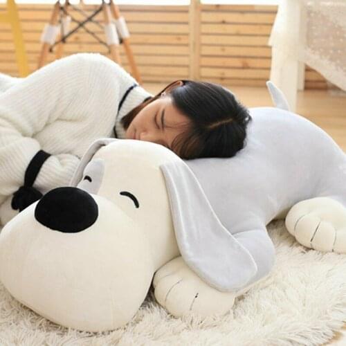 Soft Down Cotton Dog Plush Toy Grey Dog Pillow Doll Plush Baby Sleeping Pillow Toy
