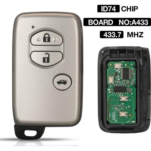 Kutery Board Number A433 with 3 Buttons Frequency:433MHz ID74 Chip or Toyota Camry/Crown/Mark X/Majesta