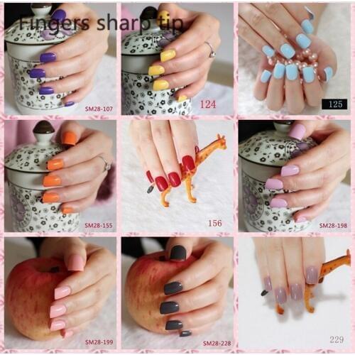 2020 NEW fashion beautiful candy color Nail finished fake nails short paragraph 24pcs 9 color Optional