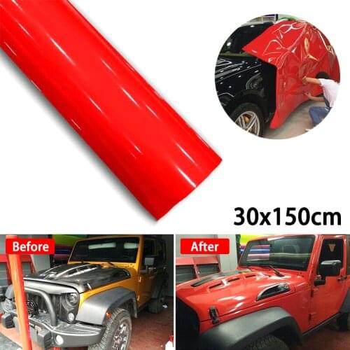 High Recommend 30 * 152CM Super Gloss Red Vinyl Film Wrap Sticker Foil Decoration Spare Carro Wholesale Quick Delivery