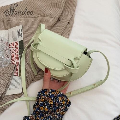 Solid Color PU Leather Small Saddle Crossbody Bags for Women 2021 Summer Fashion Ladies Simple Shoulder Handbag and Purse Bolso