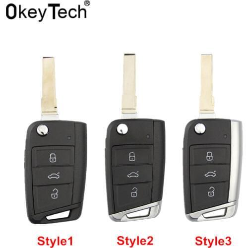 OkeyTech Remote Switchblade Flip Car Key Shell For Volkswagen VW Golf 7 4 5 GTI MK7 Skoda Octavia A7 Seat Folding Auto key Cover