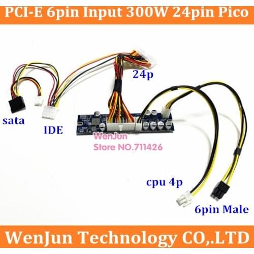 PCI-E 6pin 300W Input DC-ATX 24pin Power Supply Module Swithc Pico PSU Auto Mini ITX High DC-ATX power module ITX For Mining