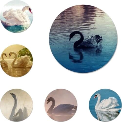 Swan Prints lake Badge Brooch Pin Accessories For Clothes Backpack Decoration gift 58mm