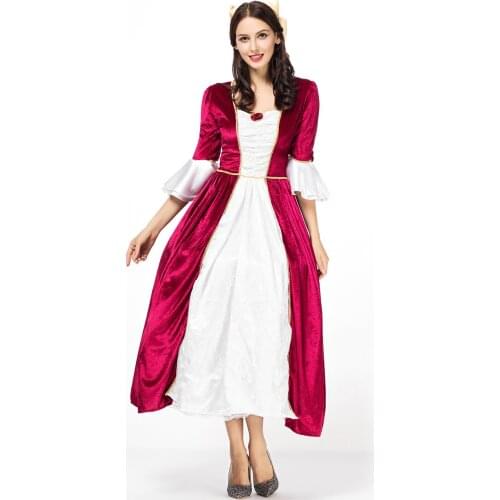 Deluxe Women Medieval Royal Court Queen Costume Halloween Carnival Adult Performance Cosplay Clothing