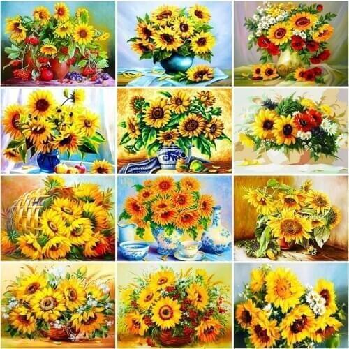 SHAYI DIY 5D Diamond Painting Sunflower Scenery Home Decoration Mosaic Embroidery Cross Stitch Full Square/Round Drill Flower