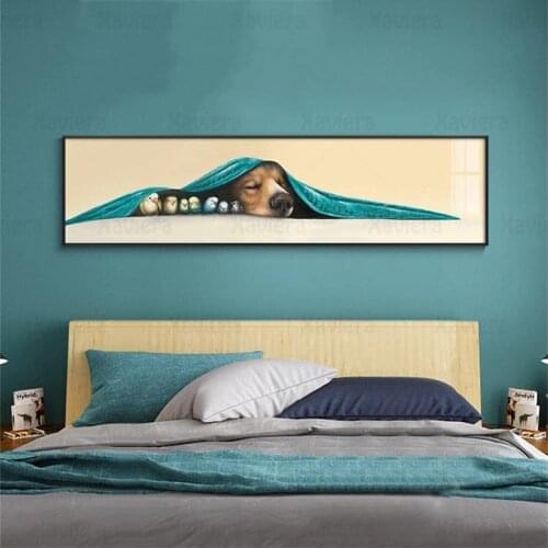 Modern Animal Cute Dog Birds Wall Art Long Canvas Painting Nordic Posters Prints Wall Picture Home Decor For Living Room Bedside
