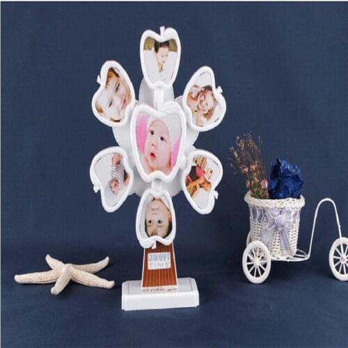 UBRUSH Cute Photo Frame White Color Plastic Three style Heart Aplple Circle 7boxes For Your Baby Lovely Frame For Home