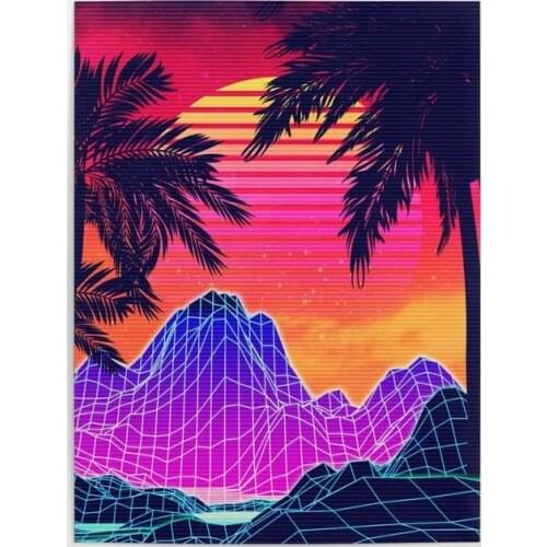 Home Decoration Hd Print Pictures Neon Glowing Rocks Wall Art Modular Palm Trees Poster Canvas Painting For Living Room No Frame