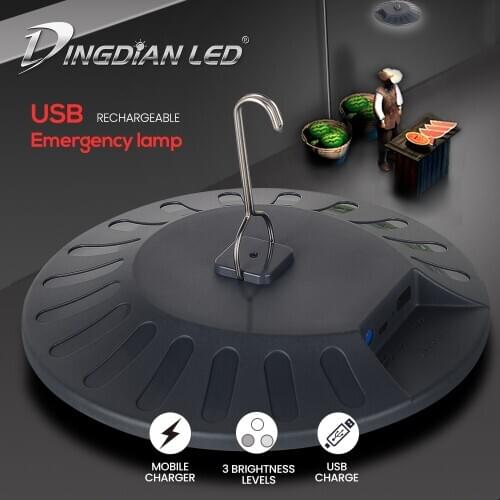 USB Rechargeable LED Emergency Light Industrial Lighting Camping Night Market Lamp Indoor/Outdoor UFO High Bay Fixture Powerbank
