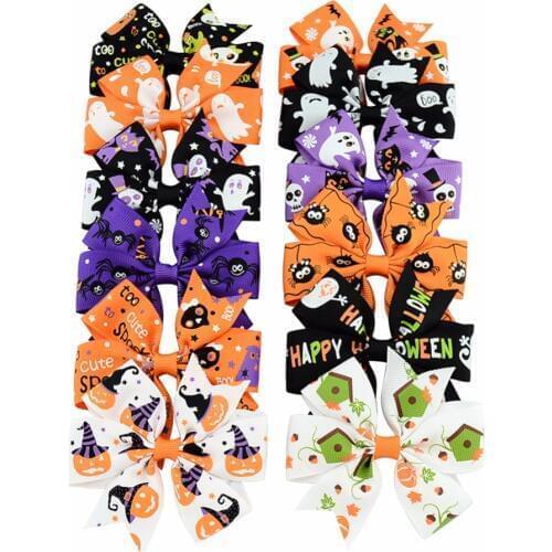 Pet Cats Grooming Accessories Clips pet dog cat Hair bow Hairpin Halloween Bow Hairpin Cartoon Print Bow