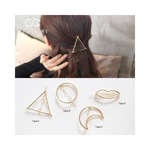 CHUCARI Fashion Girls Triangle Moon Hairpins Hair Clips Hairgrip Head Accessories Lip Round Barrettes Jewelry Women Hair Pins